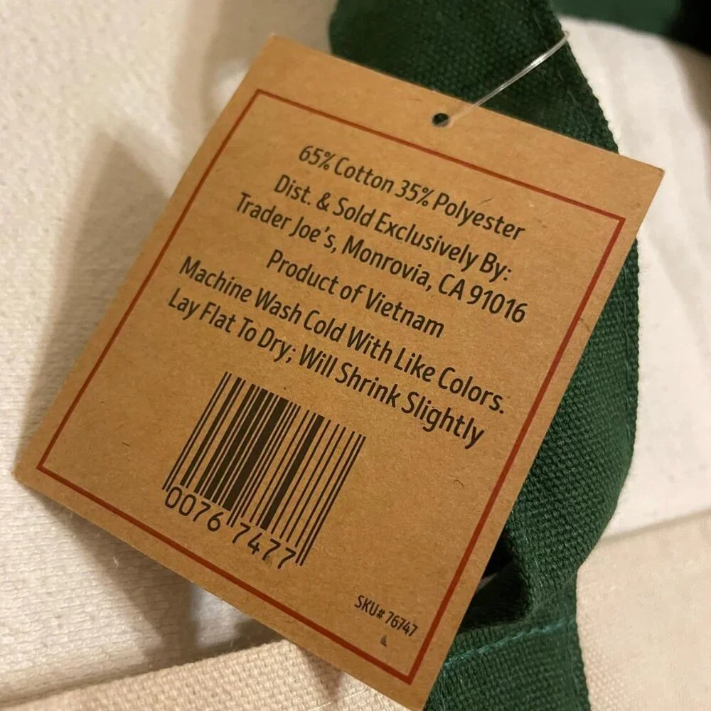 New with Tags! Set of 2: GREEN - Trader Joe's Large & Mini Canvas Totes - Picture 12 of 14